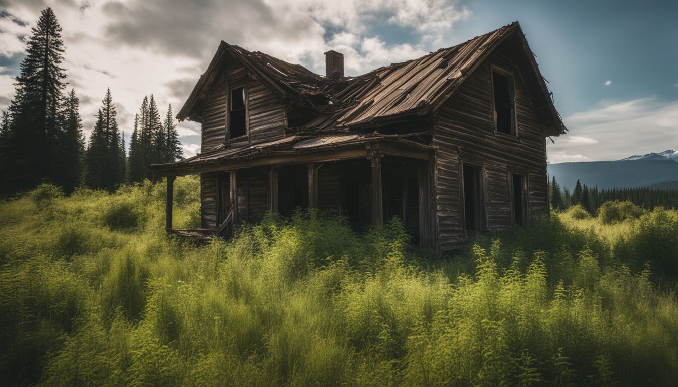 The remains of an old abandoned house in an Oregon ghost town.