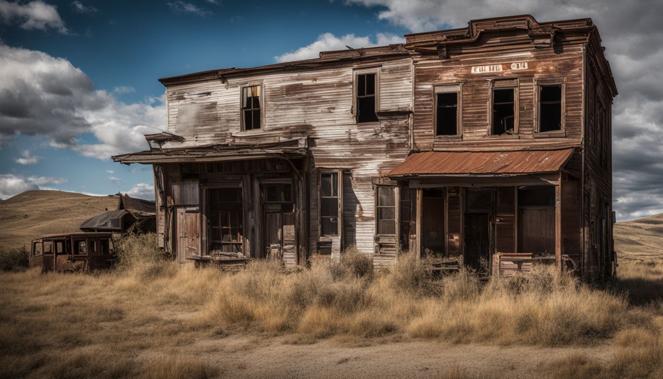 A photo of the abandoned buildings and relics in Silver City, Idaho.