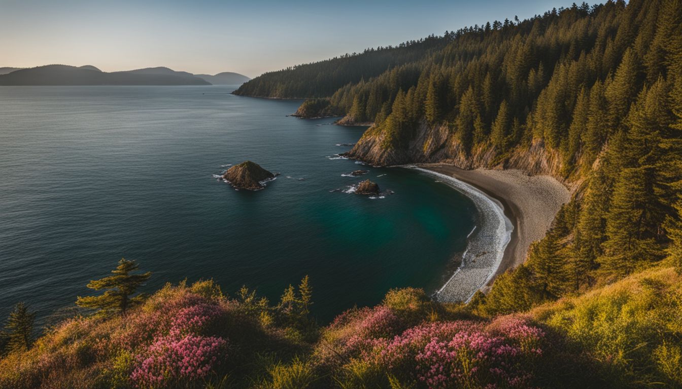 Things To Do in Eastsound Washington - A stunning landscape photo of the Orcas Island coastline, featuring rolling waves, cliffs, and vibrant flora.