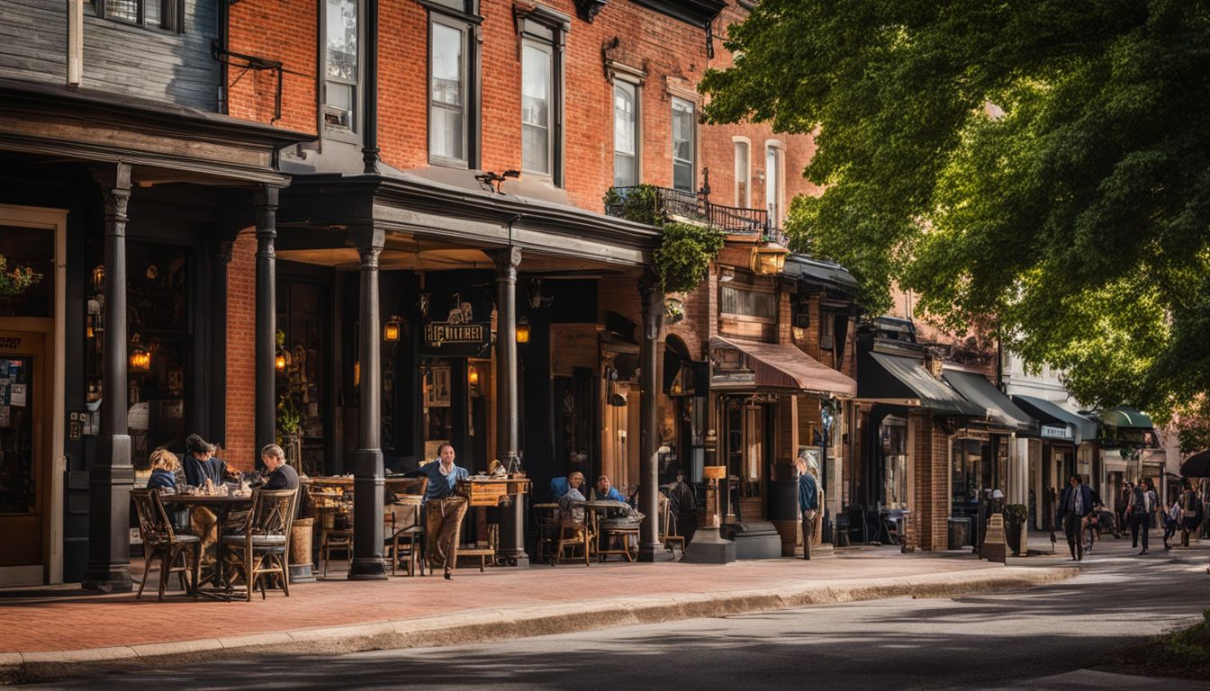 Things To Do In Franklin TN - A vibrant and bustling Main Street in Franklin TN, lined with historic buildings and colorful storefronts.