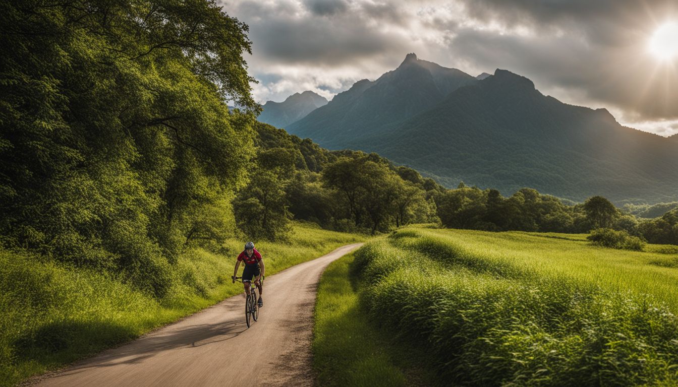 Biking through scenic natural routes without human presence, captured with high-quality cameras.