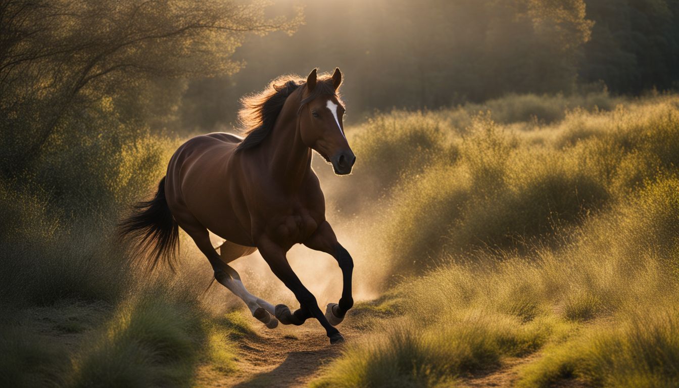 A horse galloping through the wilderness at Charles C Deam Wilderness, captured in crystal clear 8K UHD resolution.