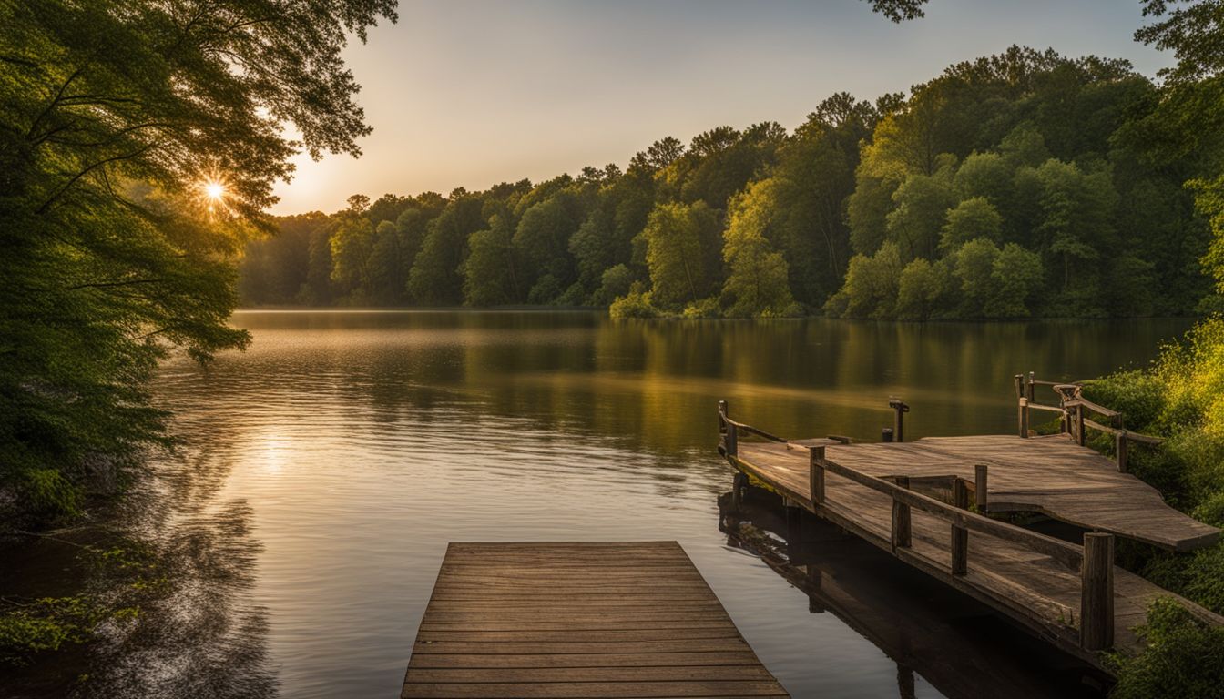 The serene landscape of Pokagon State Park showcases its lush greenery and beautiful lakes.