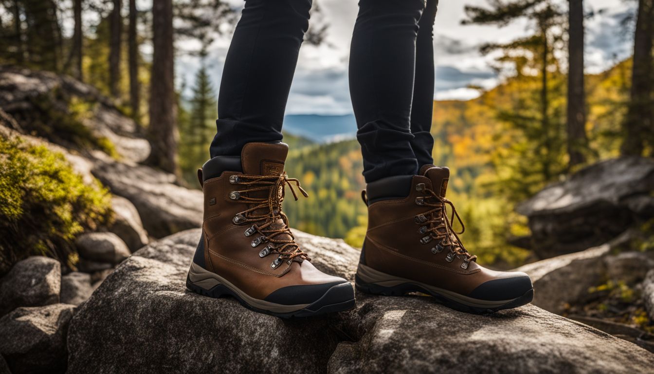 Things To Do In Lake Placid NY - Hiking boots on a rocky trail in the Adirondack Peaks, Nature Photography.