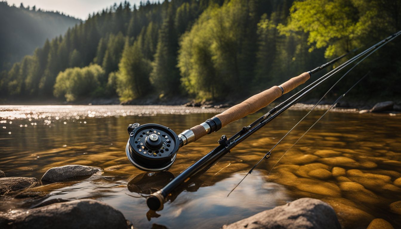 Things To Do In Ennis MT - A fly fishing rod by a scenic riverbank with natural and bustling atmosphere.