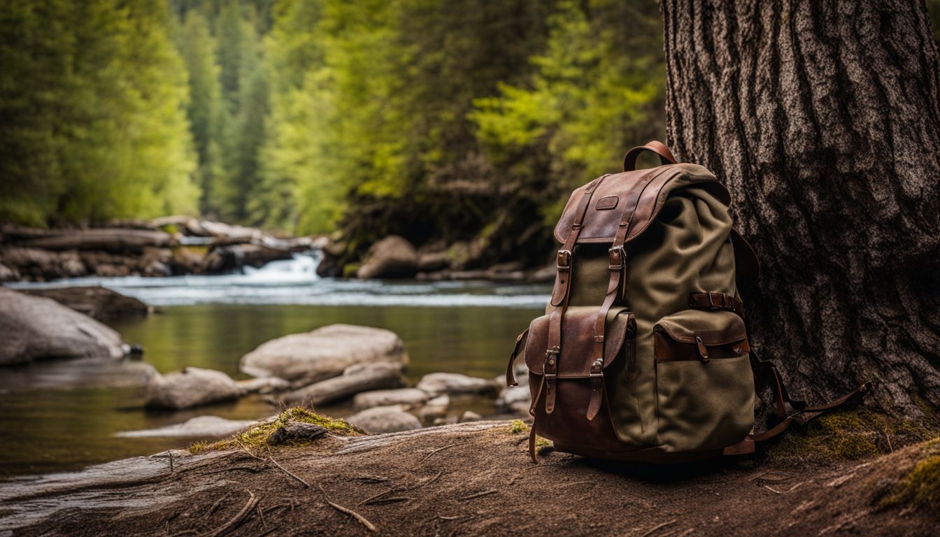 A backpack and hiking gear leaning against a tree on the Kootenai Creek Trail.