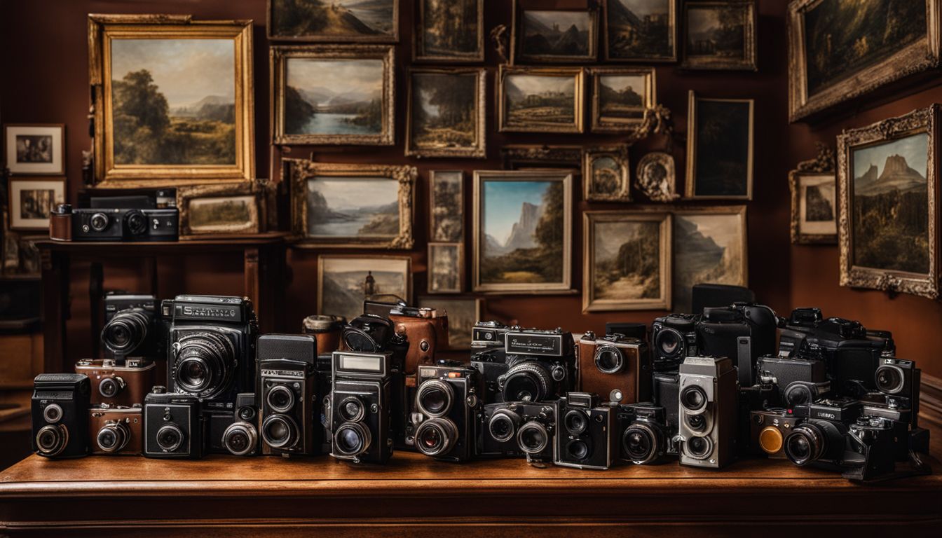 Things to Do In Aurora Nebraska - A display of vintage cameras and photography equipment in a historic museum.