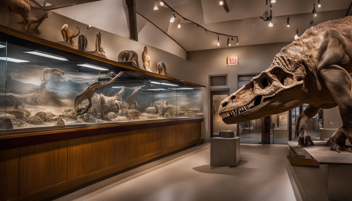A photo of prehistoric fossils and artifacts at Glendive Dinosaur and Fossil Museum.