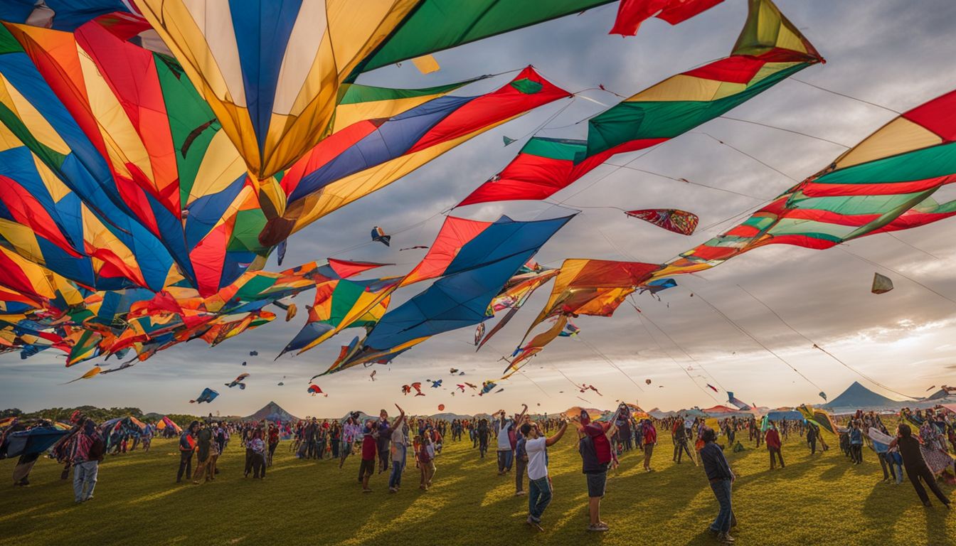 Things to Do In McCook Nebraska - A colorful array of kites flying high at a local annual kite festival in an open field.