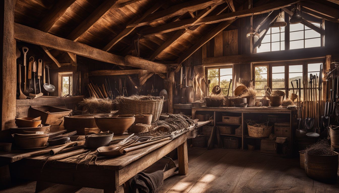 Things To Do In Sleepy Hollow NY - Vintage farming tools displayed in a rustic barn setting.