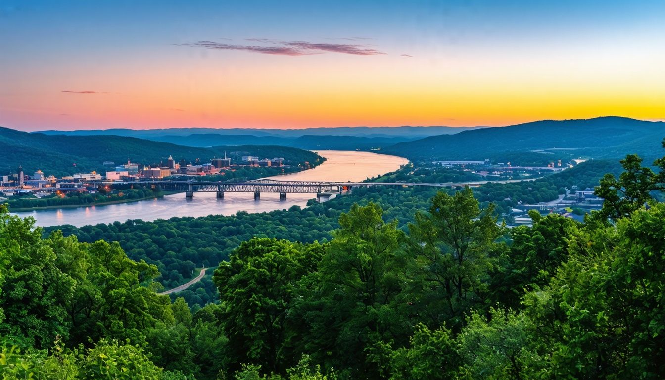 A Facebook photo of the scenic view from Garvin Heights Lookout in Winona, MN, with the Mississippi River in the background.