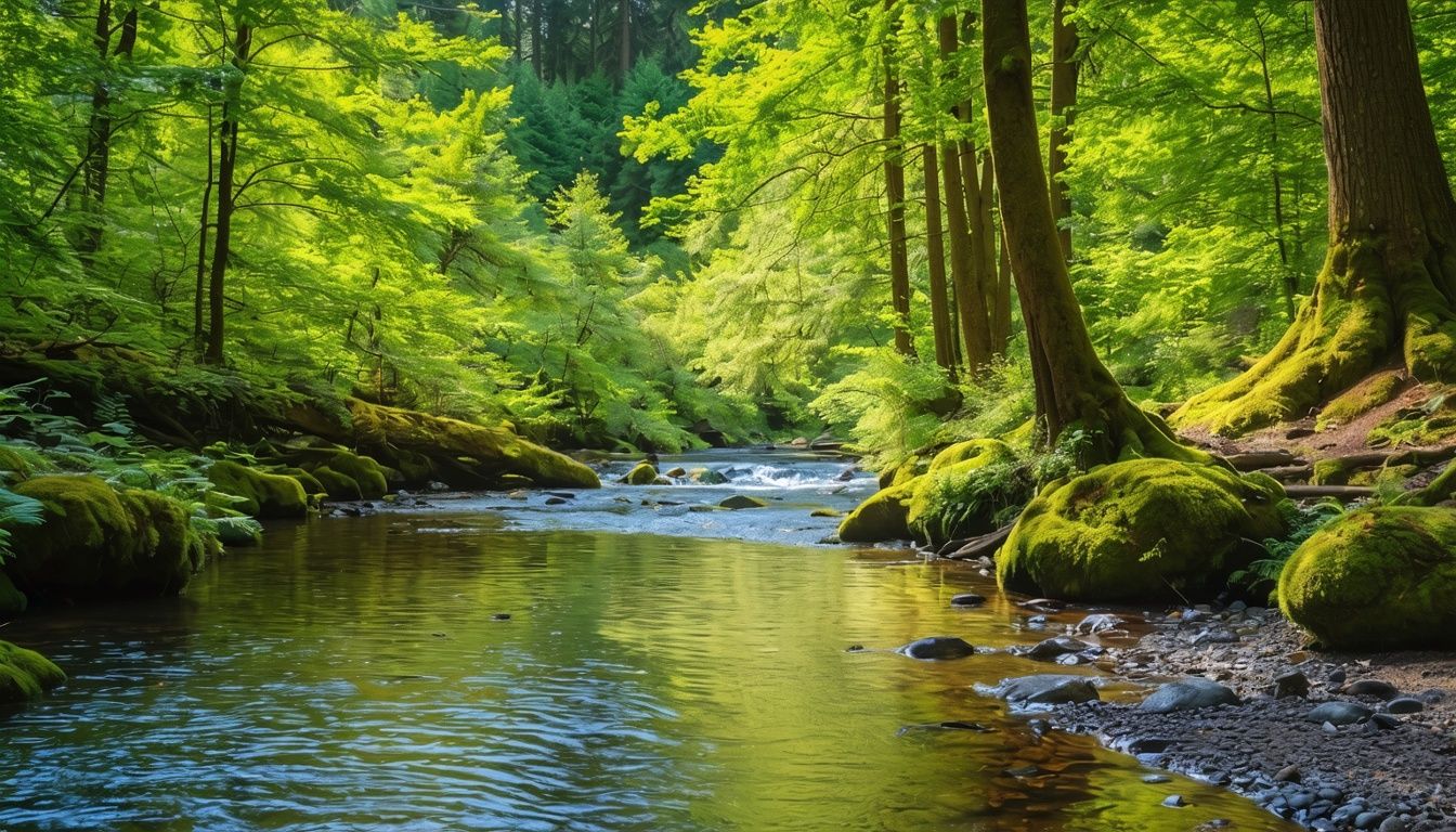 Things To Do In Cottage Grove Oregon - Tranquil creek flowing through lush forest in Cottage Grove, Oregon, showcasing natural beauty.