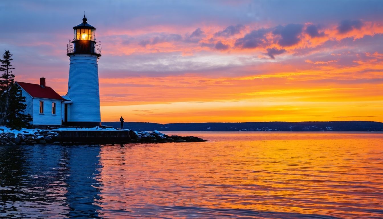 Things To Do In Two Harbors MN - A photo of the Two Harbors Lighthouse standing against the sunset glow at Lake Superior.