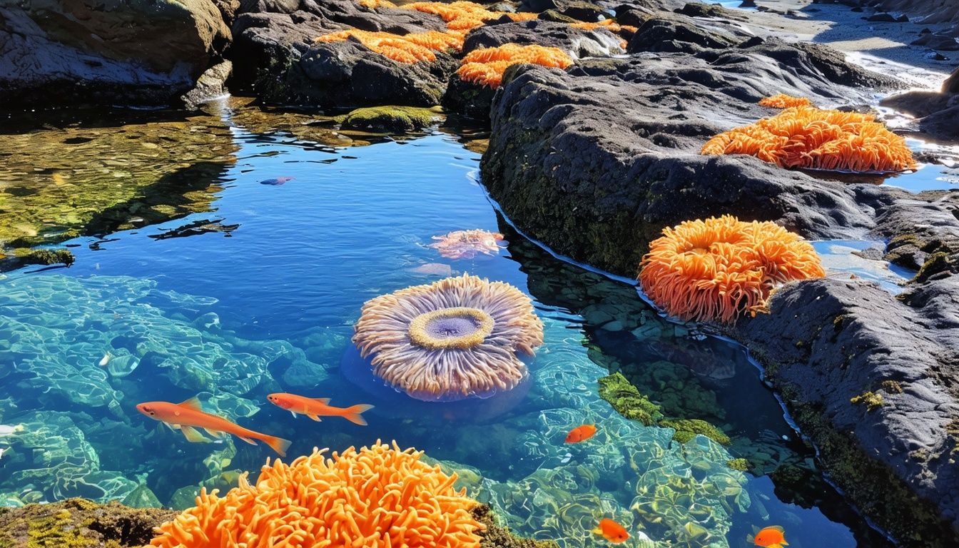 Things To Do In Lincoln City Oregon - Vibrant tide pools in Lincoln City, Oregon, with sea anemones, starfish, and small fish.